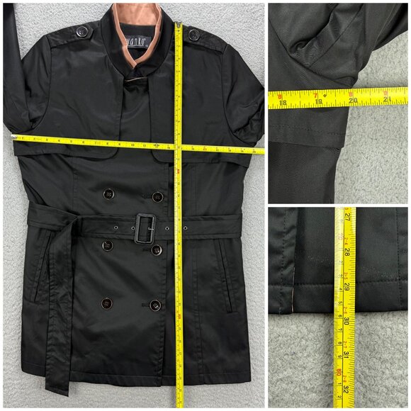 Wanko Jacket Womens EU 40 Black Trench Coat Double Breasted Belted Rain Vintage - Picture 9 of 9
